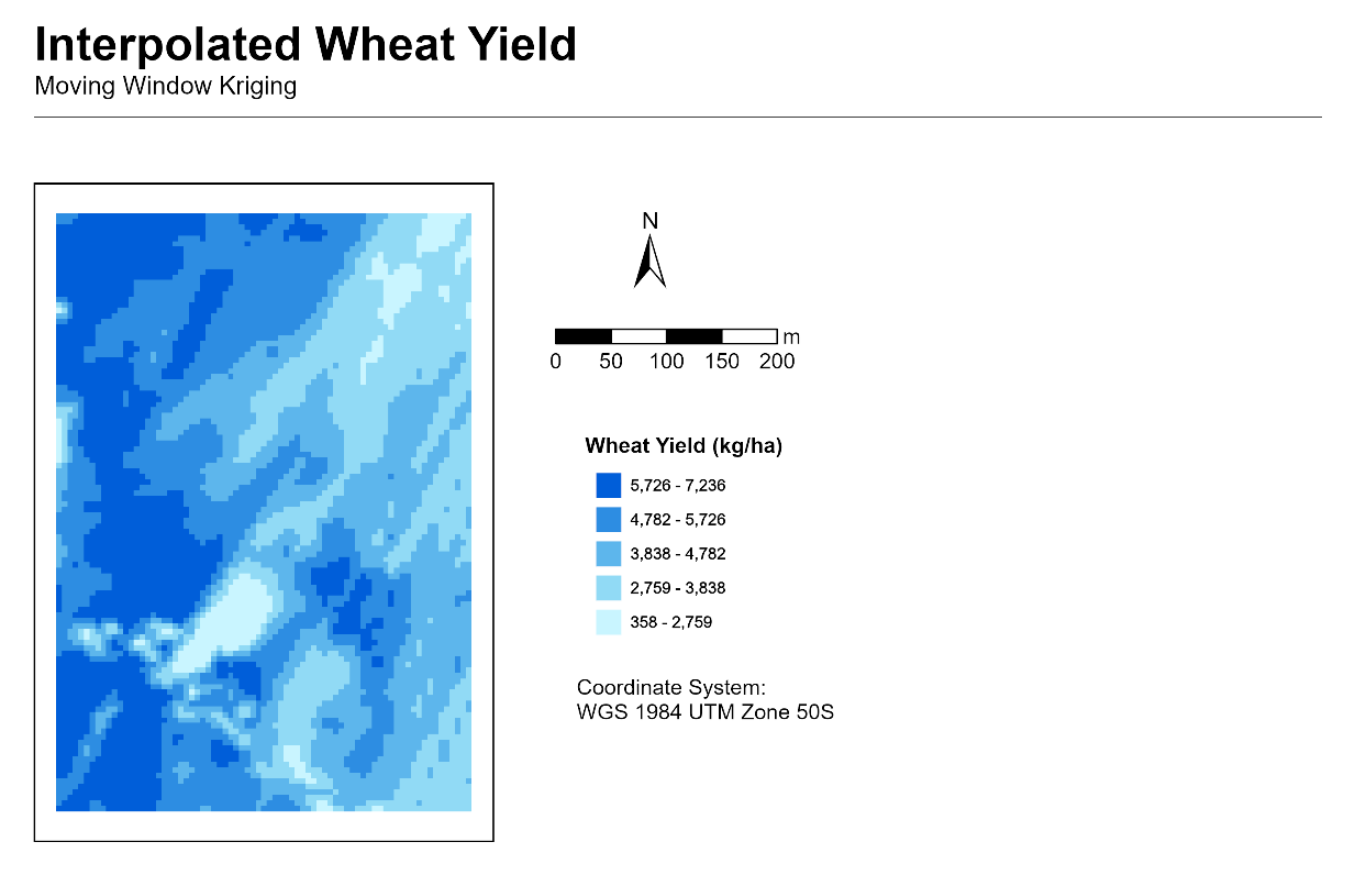 Interpolated wheat yield using Moving Window Kriging